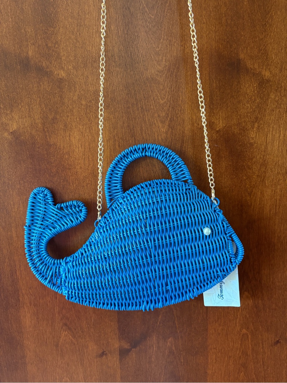 New Tommy Bahama viral bright Blue Woven Whale shoulder or hand Bag